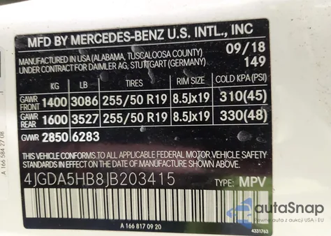 2018 Mercedes-Benz Gle 350 4Matic z USA, uszkodzony, nr VIN 4JGDA5HB8JB203415